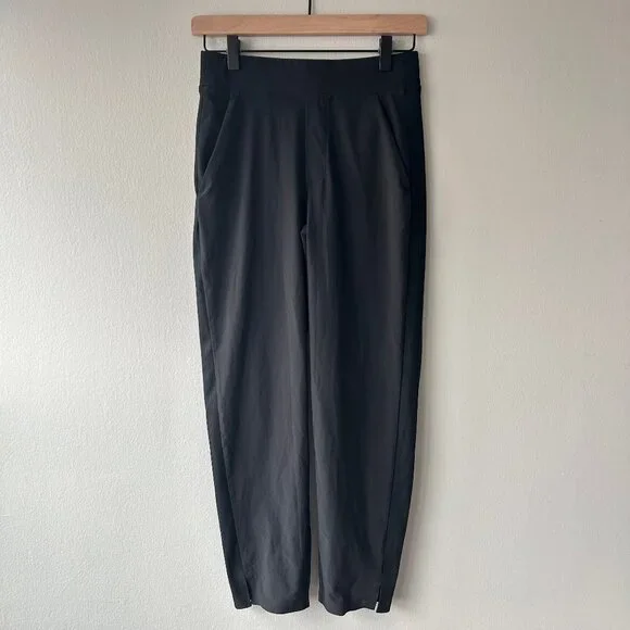 Athleta Brooklyn Ankle Pants Black Womens Size 00 Rib Panel Athleisure Travel - Picture 2 of 11